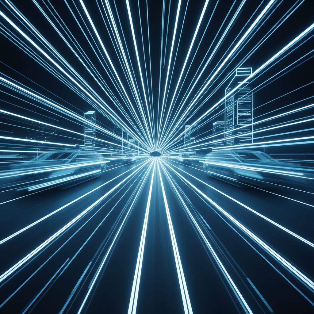 Futuristic high-speed digital highway representing data transfer speed