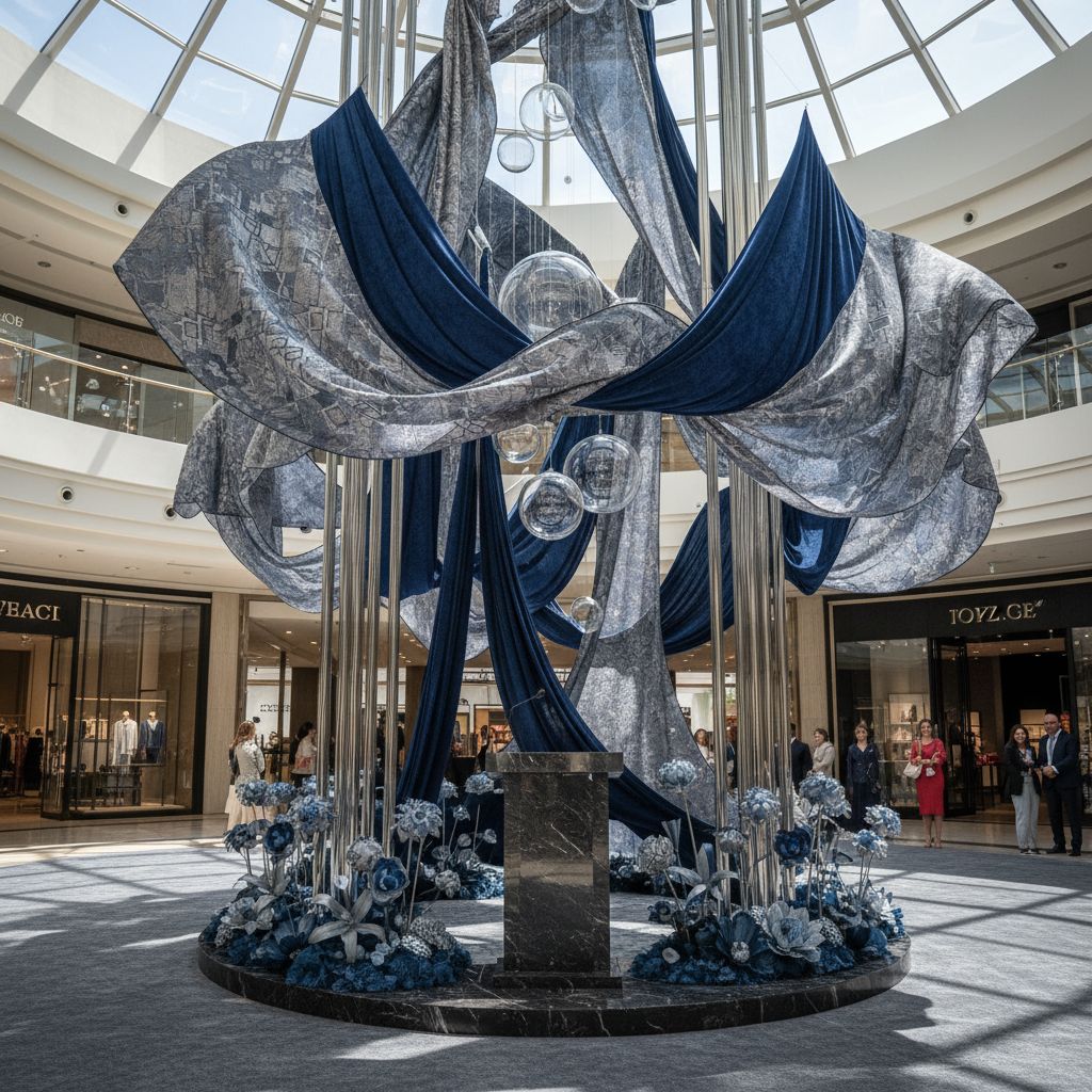 Detailed close-up of event decoration showing high-quality textures and thematic elements suitable for a shopping center.