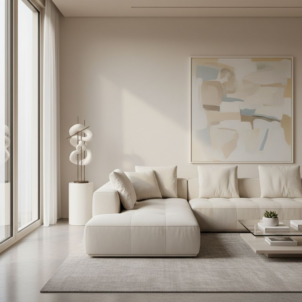 Interior design size guide comparison chart showing proper scaling of sculptures relative to furniture