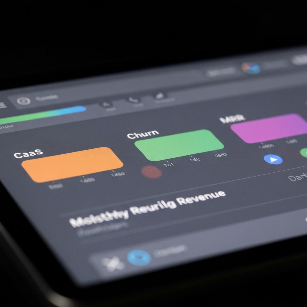 Dashboard SaaS metrics showing MRR and Churn specifically focused on swiss franc currency