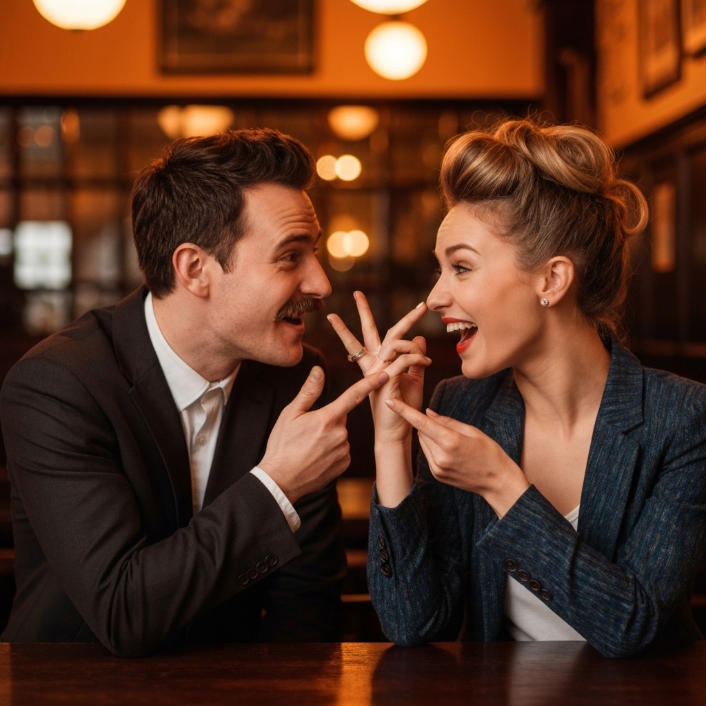 High quality photo of a group of friends having a drink in a pub atmosphere, warm lighting, laughter