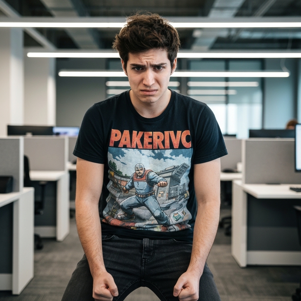 A frustrated digital marketer looking at multiple computer screens displaying different software options, representing decision fatigue