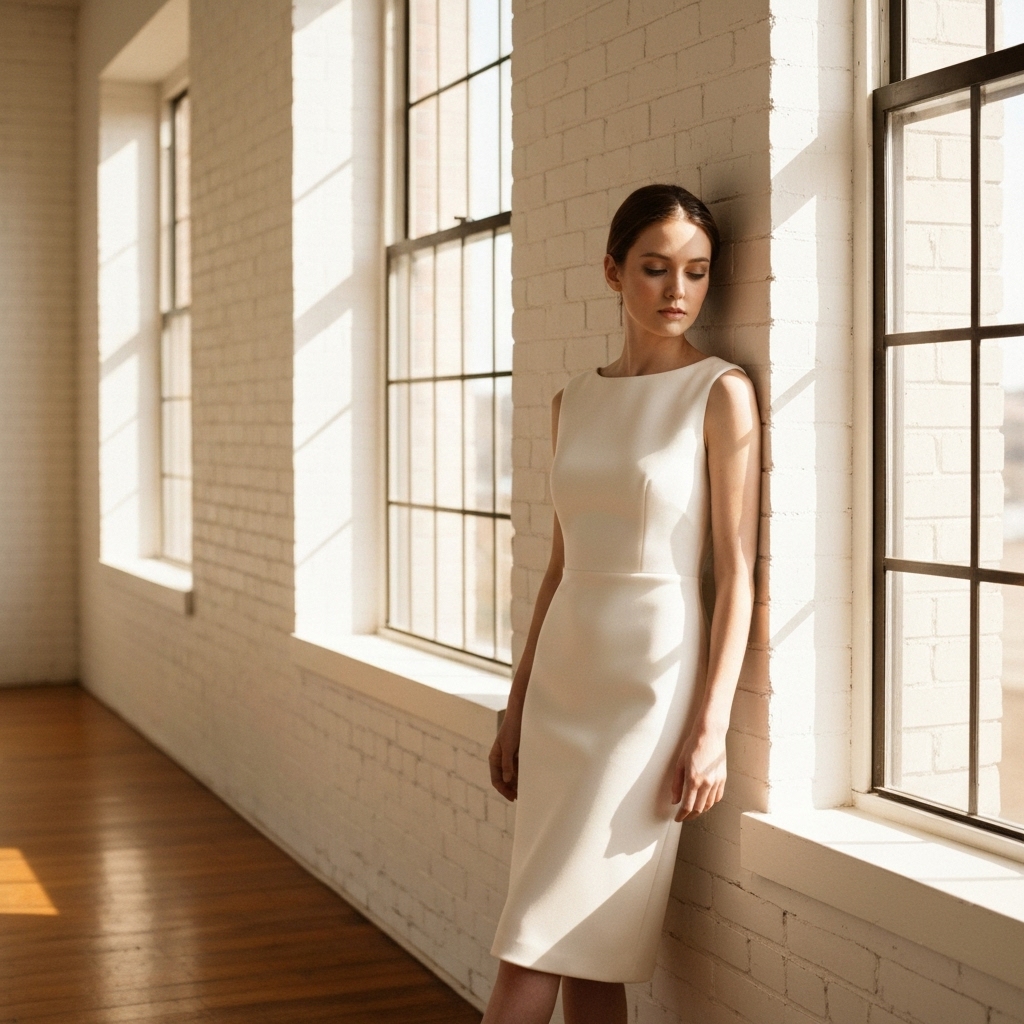 Femme marchant sur une plage californienne au coucher du soleil portant une robe bohème fluide et élégante
