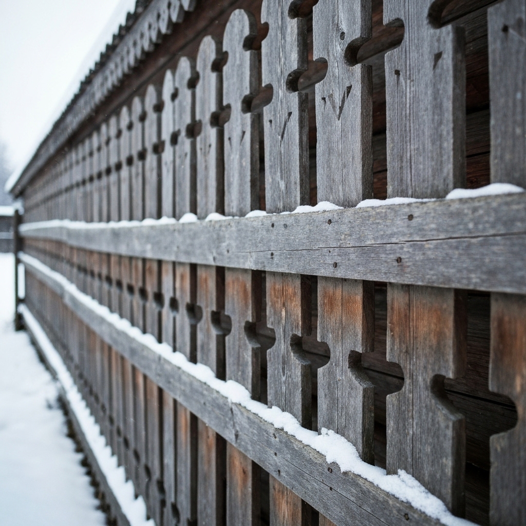 Wooden chalet renovation detail showing fresh varnish and sanding work
