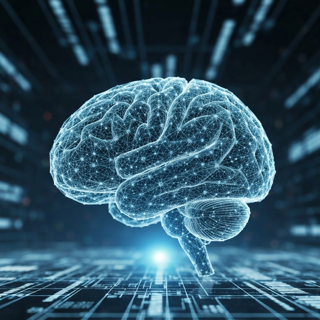 Conceptual illustration of a digital brain analyzing website content structures and links