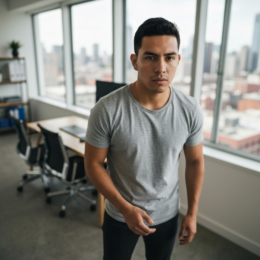 A determined Swiss entrepreneur analyzing charts on a laptop with the Alps in the background through a window