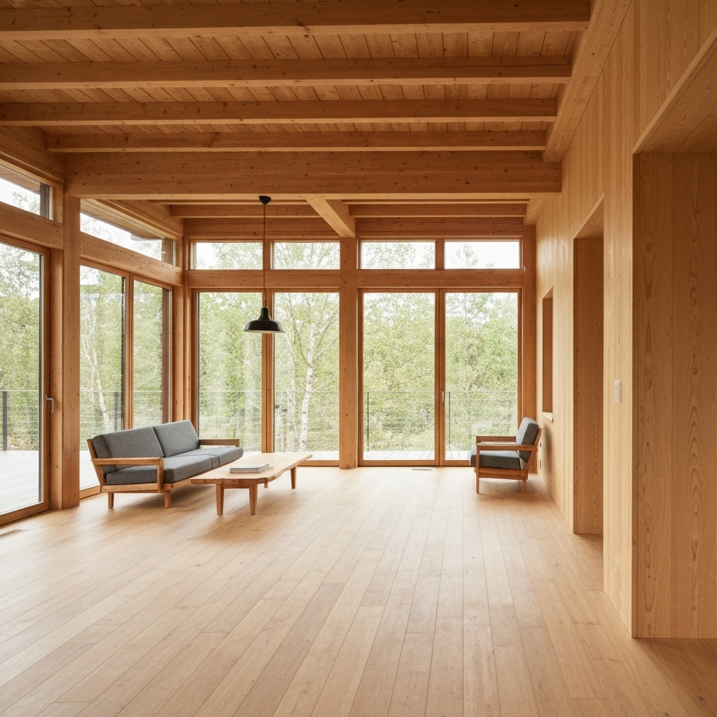 Un salon lumineux et épuré avec une atmosphère de sérénité, évoquant une énergie saine et nettoyée après un rituel de purification.