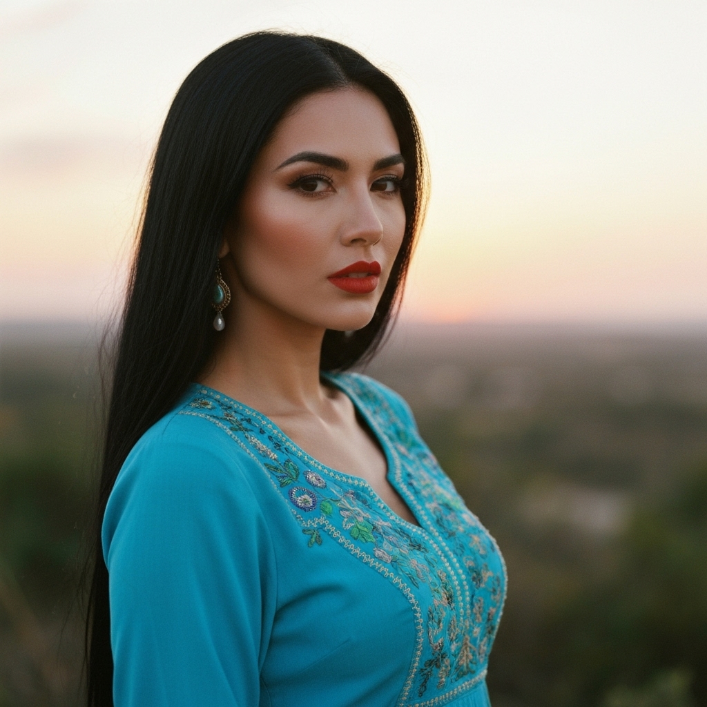 woman walking on a california beach at sunset wearing a long flowing bohemian dress and holding a sun hat, golden hour lighting