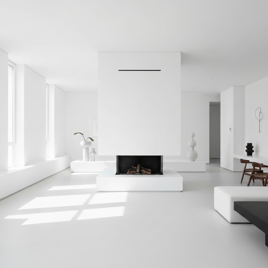 Hall d'entrée d'immeuble résidentiel fraîchement peint avec éclairage moderne et murs impeccables