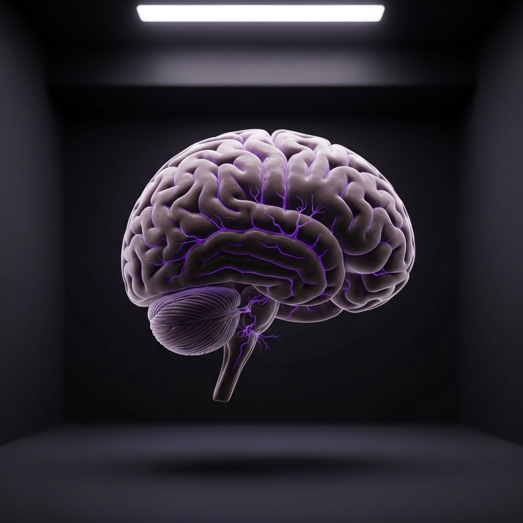 A futuristic digital brain glowing with blue neural networks compared to a colorful artistic human brain illustration