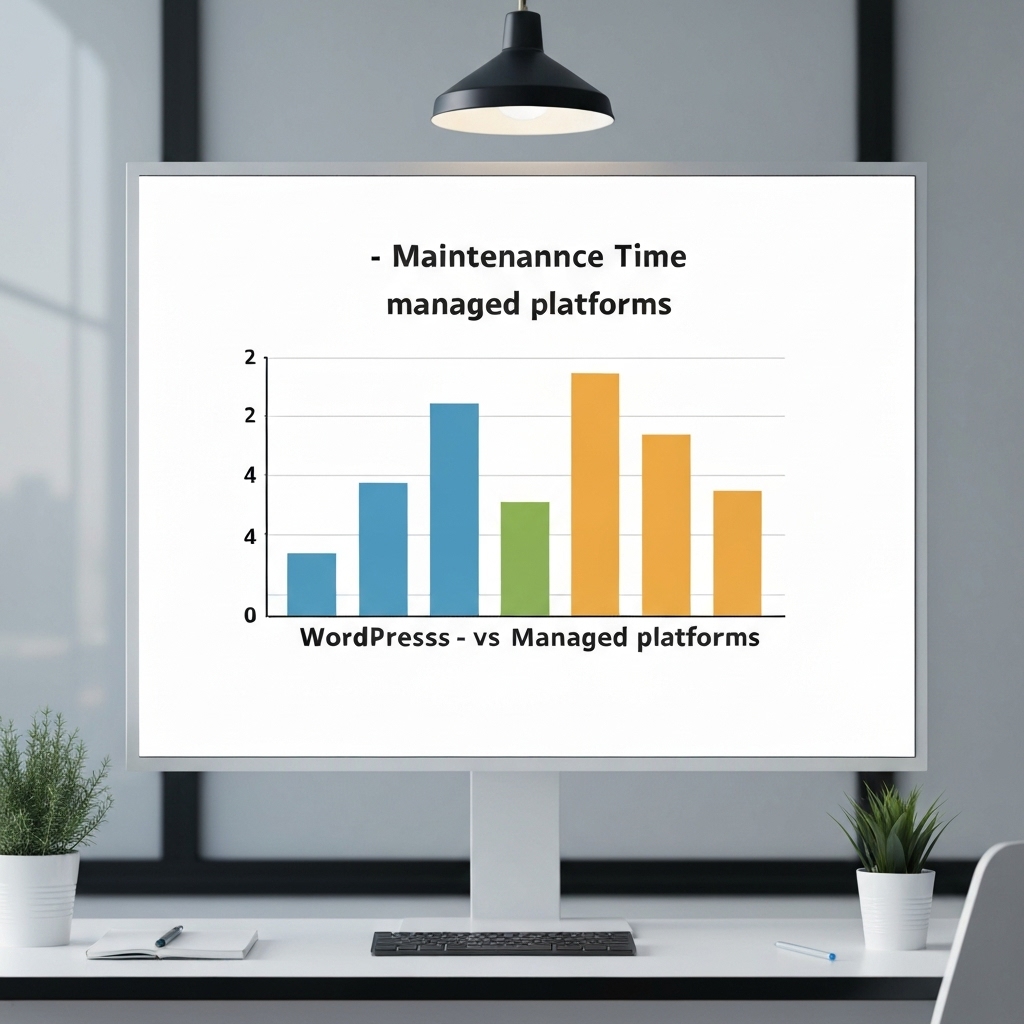 Comparison chart graphic showing maintenance time required for WordPress vs managed platforms