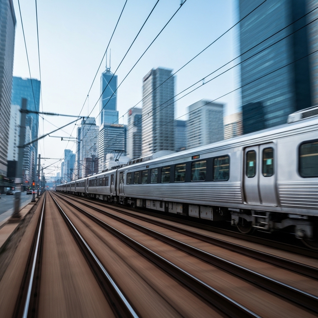 High speed train passing through swiss alps representing fast connection