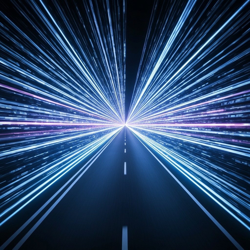 High speed futuristic digital highway representing fast data transfer and website loading performance