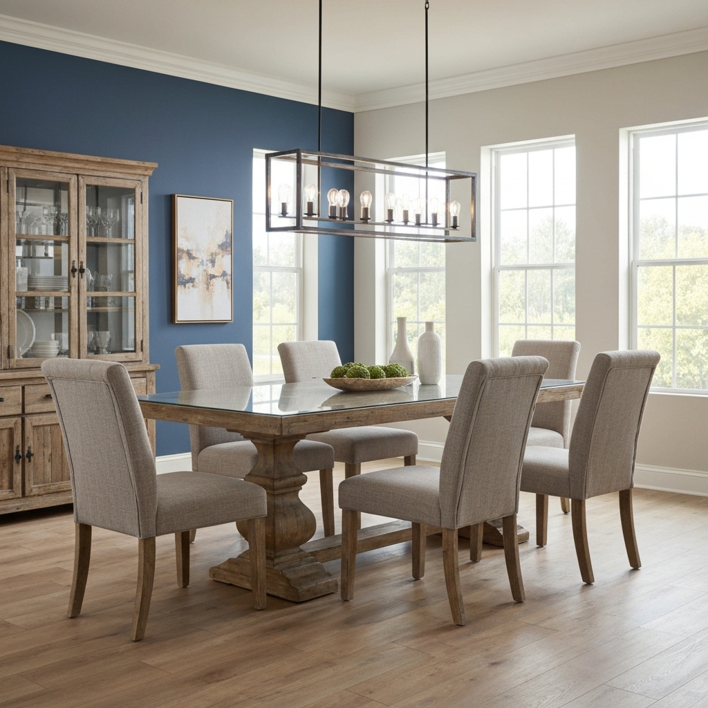 A tastefully decorated living room combining modern furniture with warm lighting and textured fabrics, illustrating balanced interior design rules.