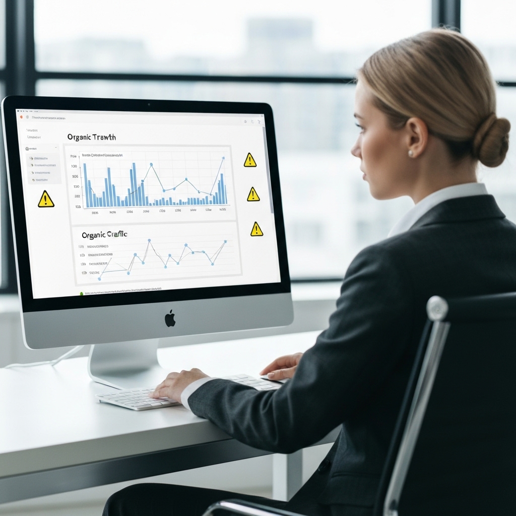 Data visualization showing organic traffic growth versus risks of penalties