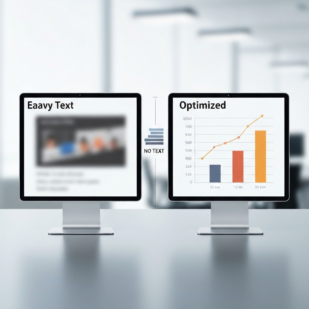 Side by side comparison of a generic heavy image vs an AI optimized image showing file size reduction stats