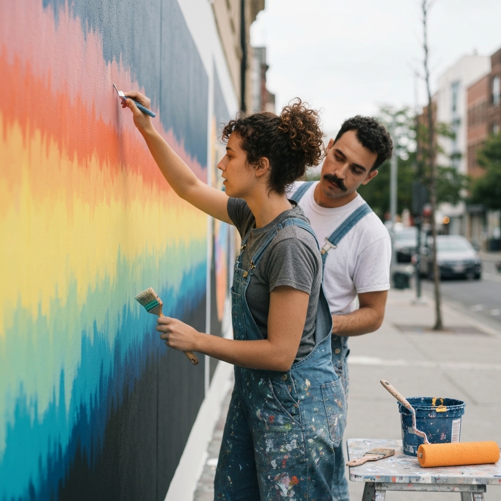 Professional painters form MnPro team working with precision in a client apartment