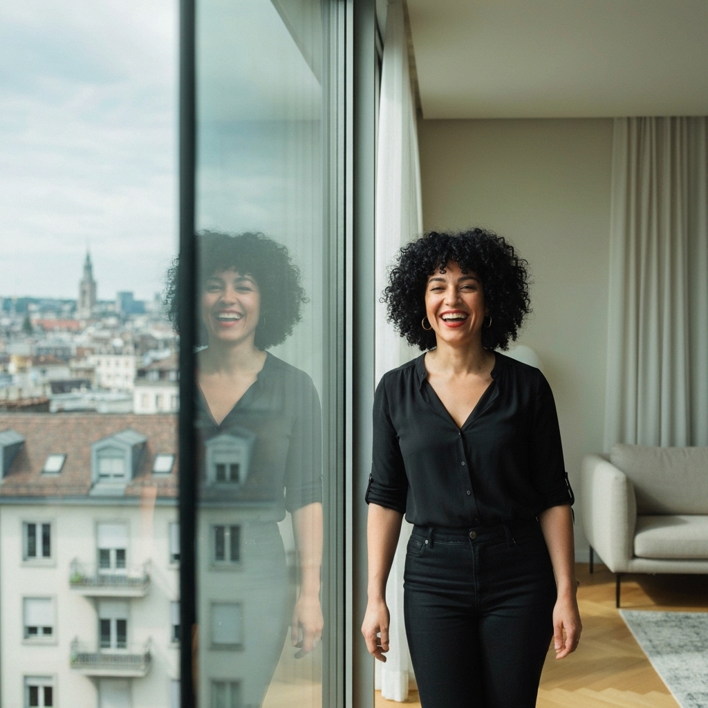 Professional photographer taking corporate headshots in a modern office in Lausanne with studio lighting setup