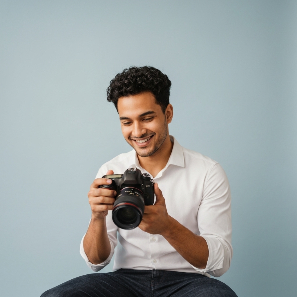 Professional house painter applying blue paint on a living room wall with precision, bright and clean environment