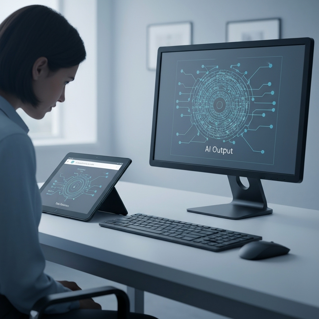 A workflow diagram showing the path from AI generation to Human Editing to Publishing.