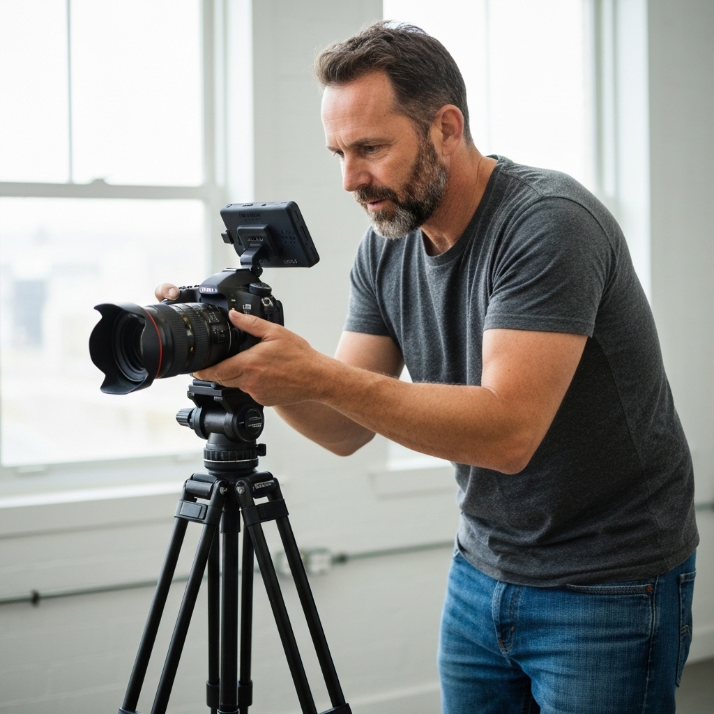 Professional installer checking the tension of a pleated insect screen on a patio door holding a specialized tool