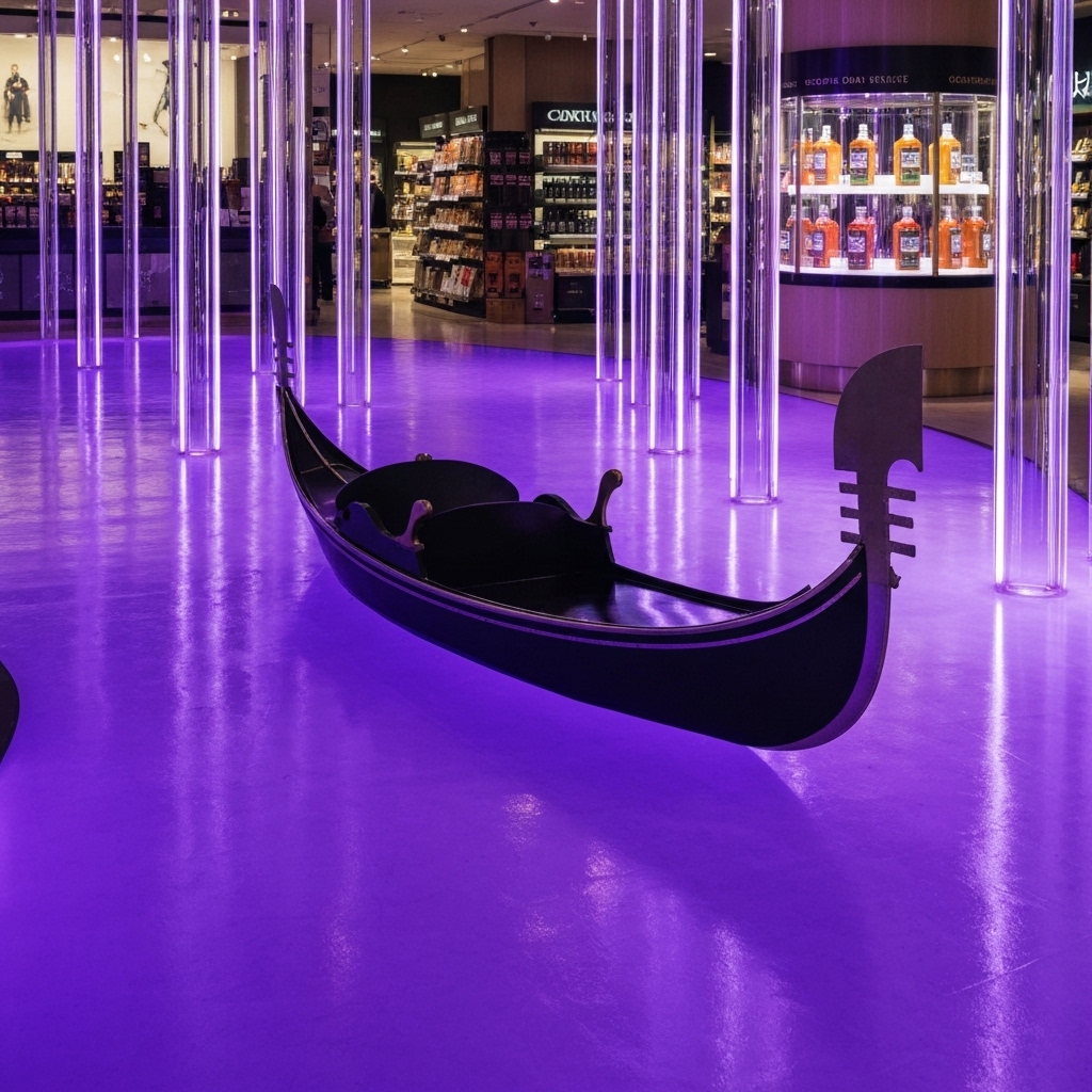 Realistic photo of a high-end grocery store shelf featuring Grano Maté bottles with soft lighting