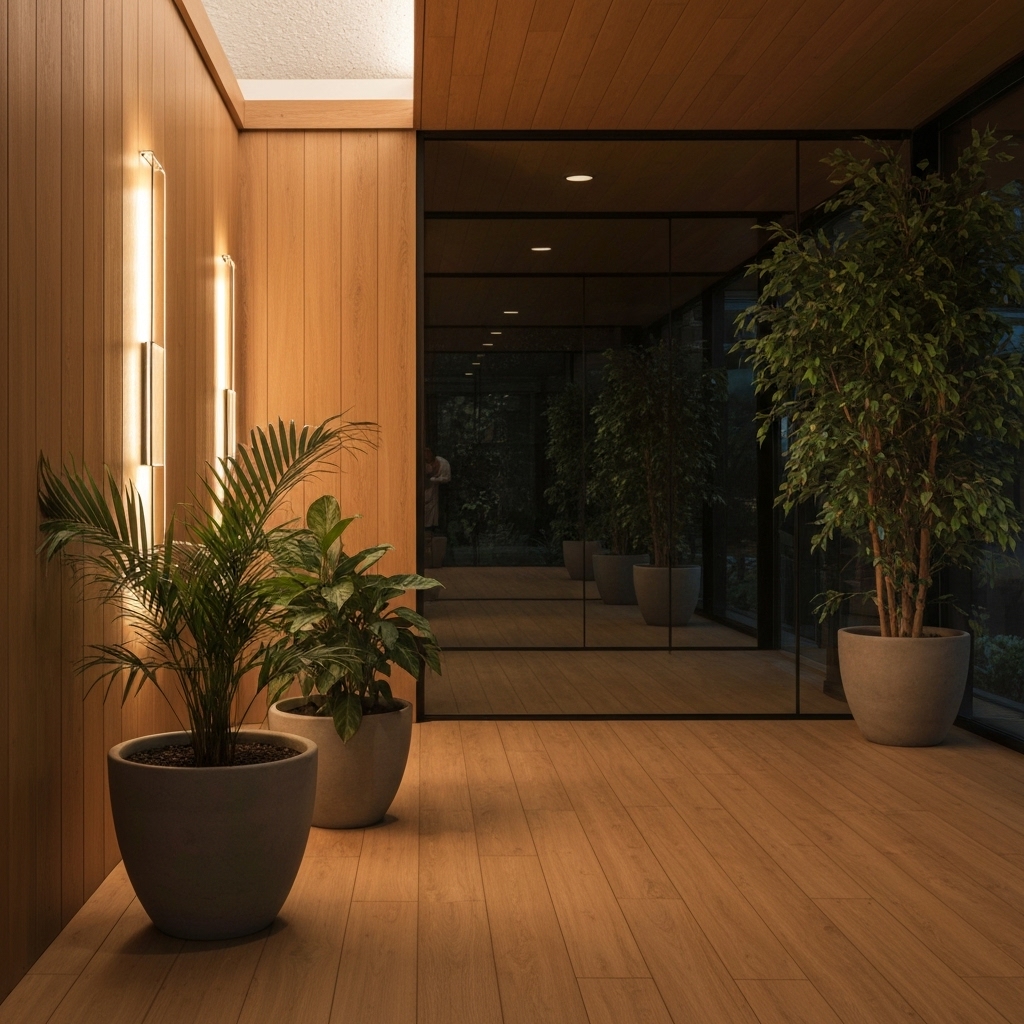 Photo d'ambiance relaxante d'un cabinet de thérapie naturelle avec lumière douce et plantes, évoquant la sécurité et le calme