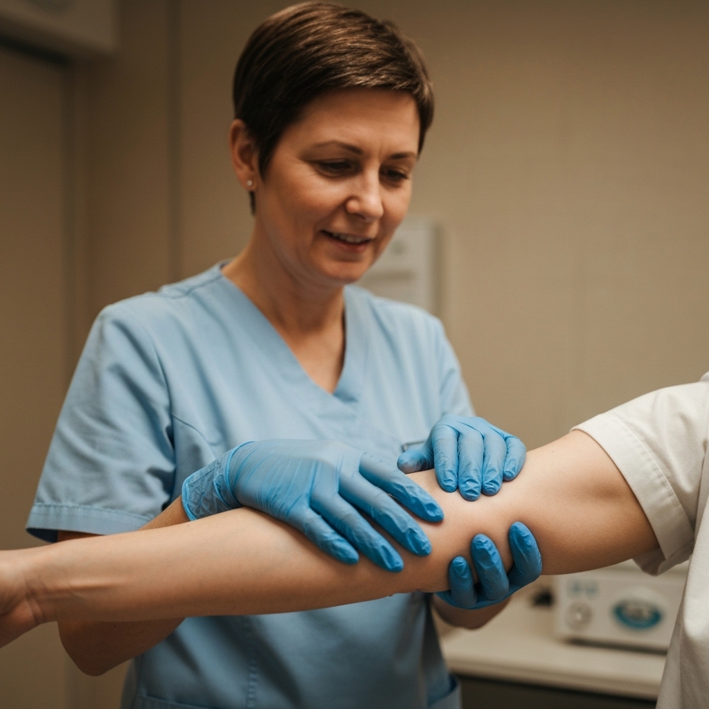 Close up of hands gently holding a patient's head during a craniosacral therapy session focusing on nervous system regulation
