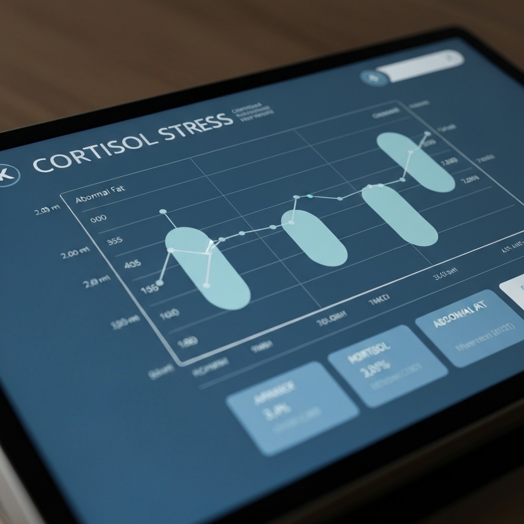 Close up of a cortisol stress chart relating to abdominal fat