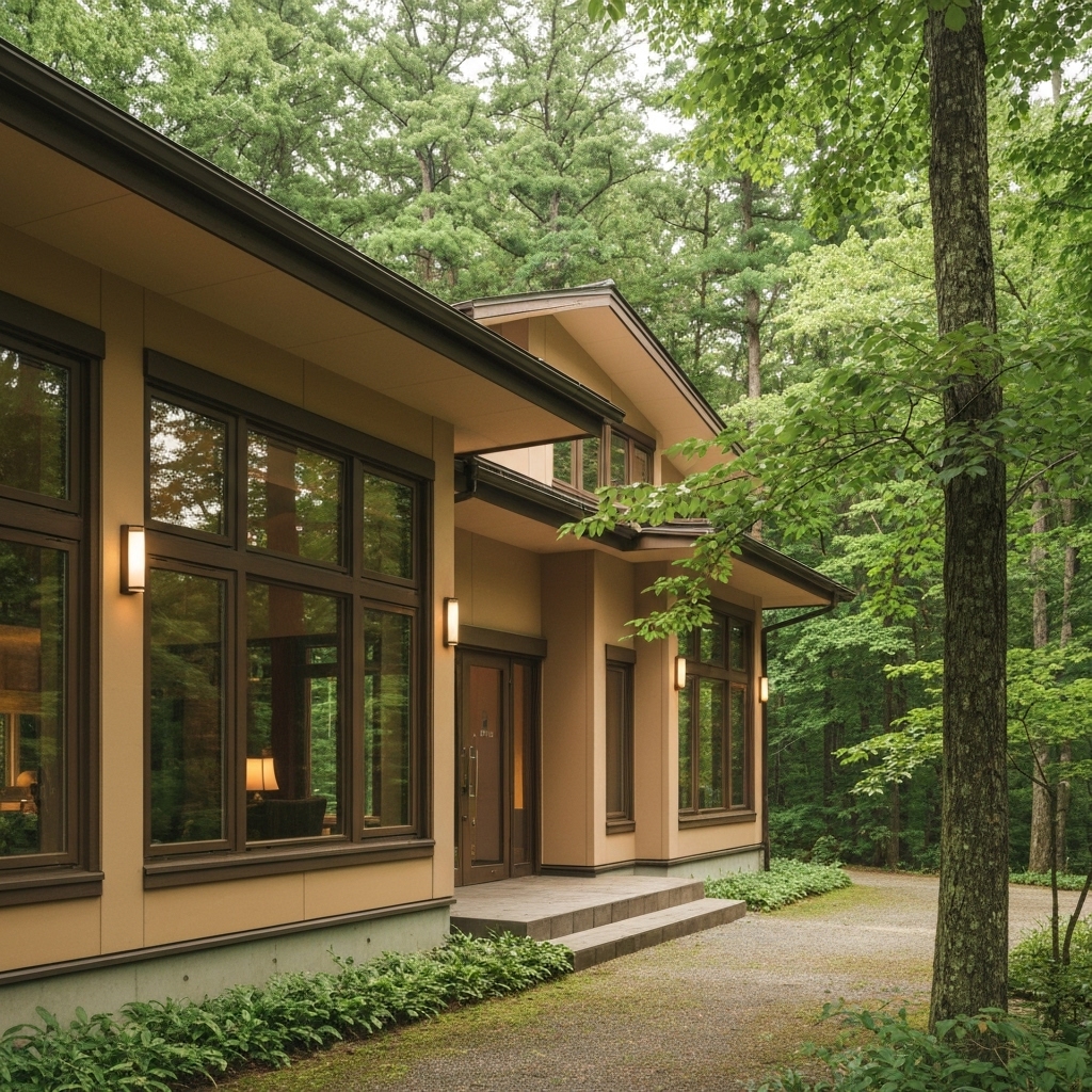 Maison Forêt clinic exterior in Vertou showing lush greenery and a peaceful environment