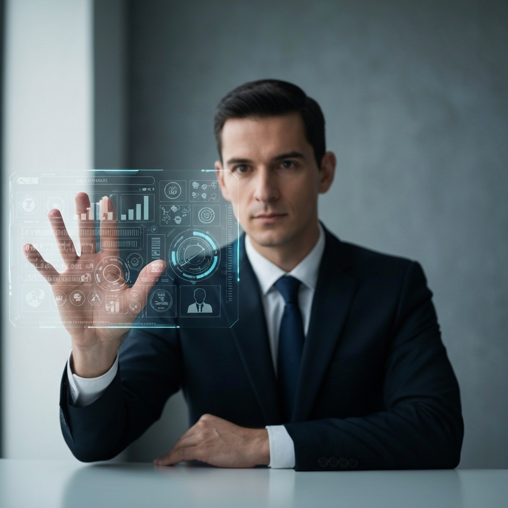 A professional mixing classic swiss landscape with futuristic digital interface showing growth charts