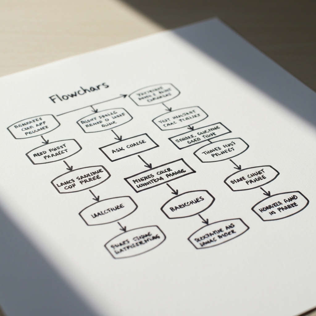 Detailed flowchart sketch on a whiteboard showing the difference between traditional web dev timeline vs AI website building timeline