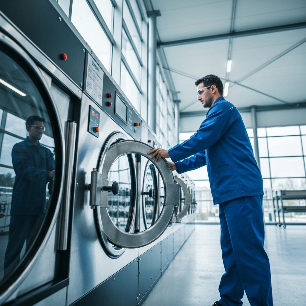 Professional worker utilizing a high pressure washer on a wooden deck with proper angle and specific flat nozzle