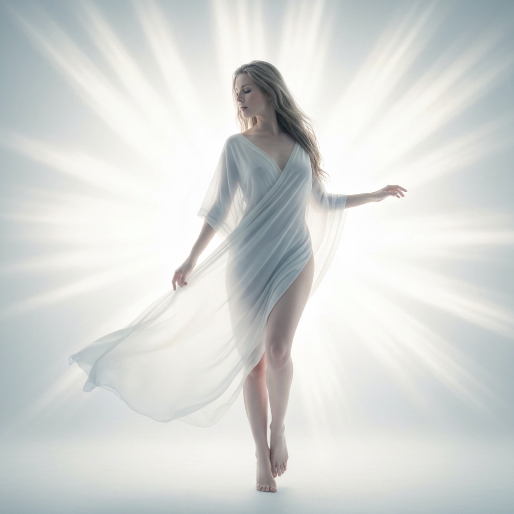 A calming, artistic representation of a human silhouette showing glowing points of energy flow restoration after a physical shock, emphasizing healing and balance.