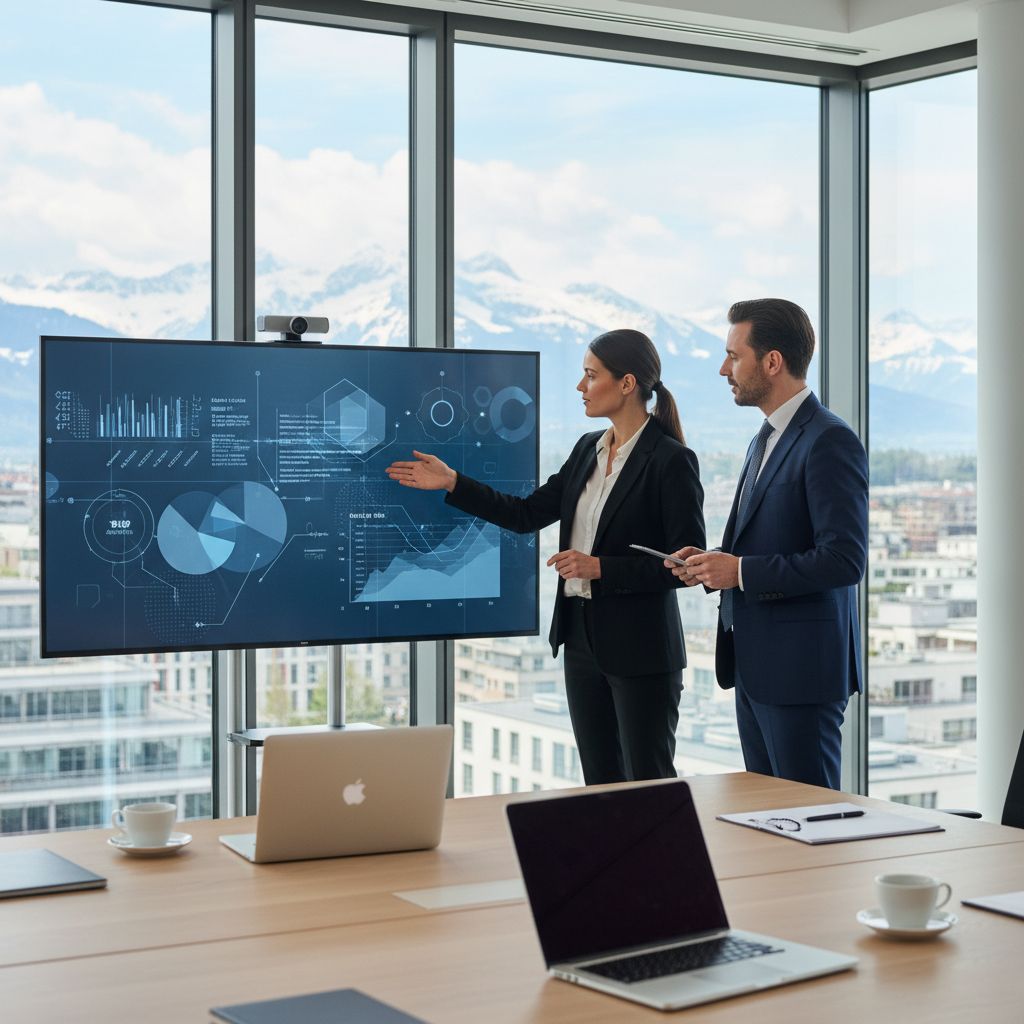 Un graphique montrant les piliers de la confiance dans le marketing de contenu pour le marché suisse : Qualité, Précision, Sécurité des données.