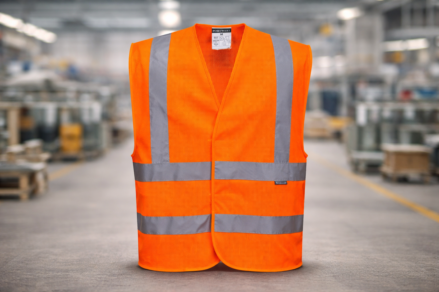 Vu d'un gilet haute visibilité Portwest baudrier double ceinture