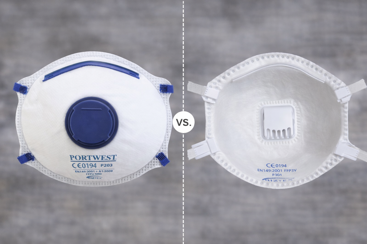 comparaison entre 2 masques FFP2/FFP3