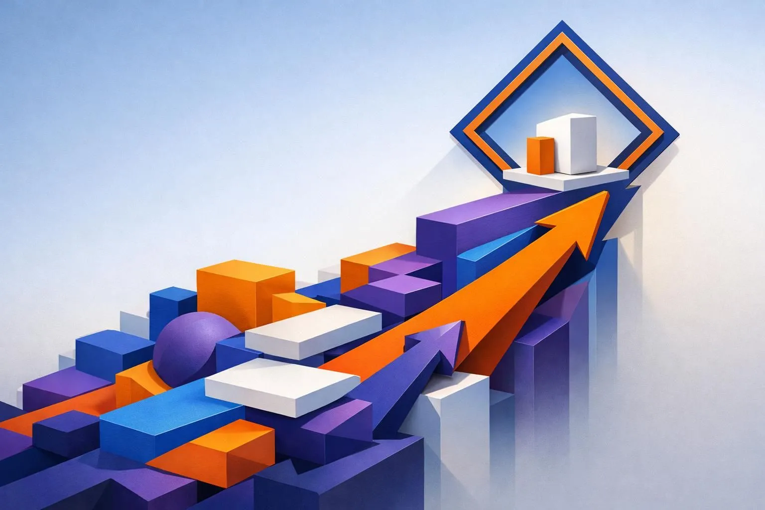 Image abstraite et géométrique illustrant le processus et le succès d'une agence événementielle spécialisée promotion des ven