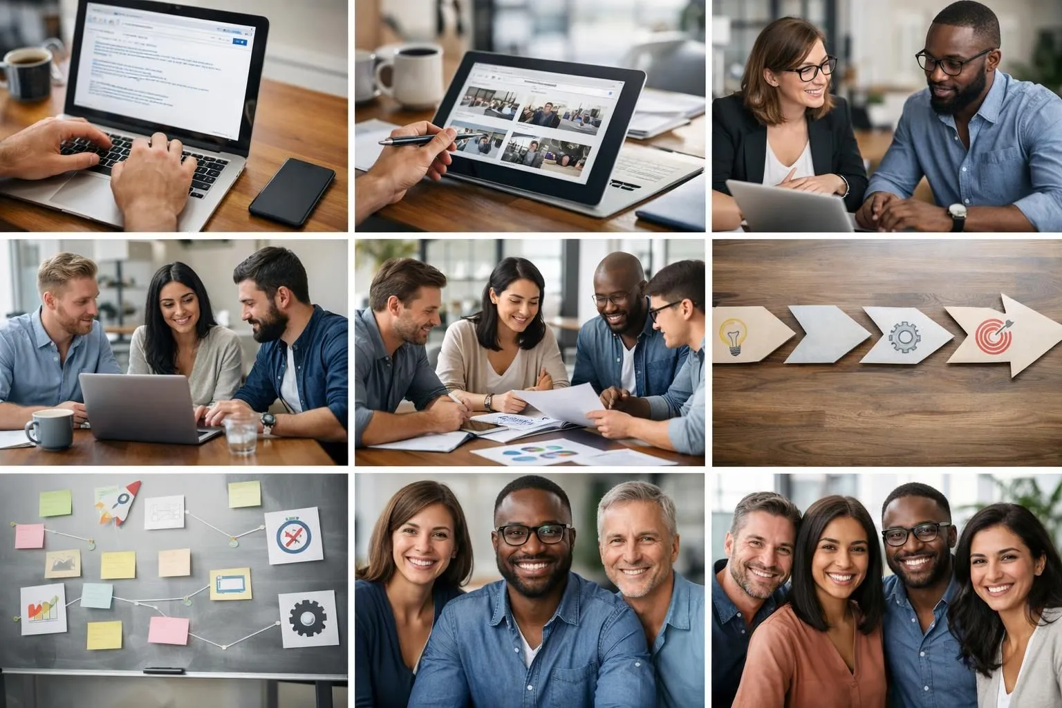 Collage photo illustrant le partenariat avec une agence marketing romande: processus de sélection et collaboration réussie.