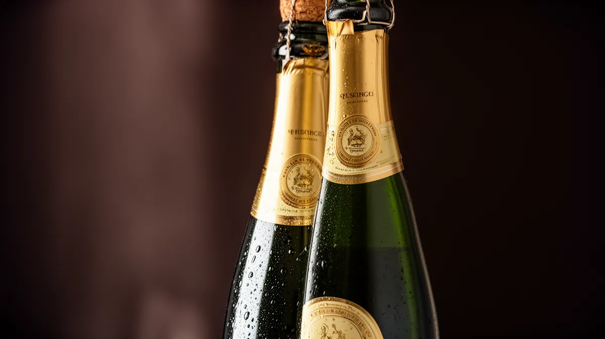 Bouteille de Champagne ou Blanc de Blancs sur fond sombre