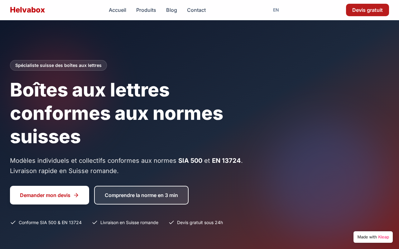 helvabox.ch homepage