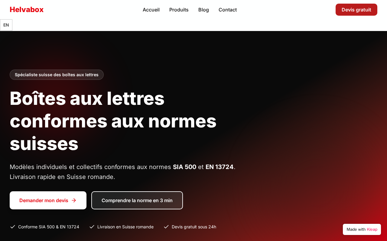 helvabox.ch homepage