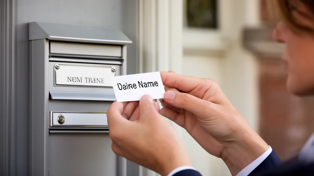 Règlement affichage nom porte et boîte aux lettres, étiquette de nom sur une porte et une boîte aux lettres.