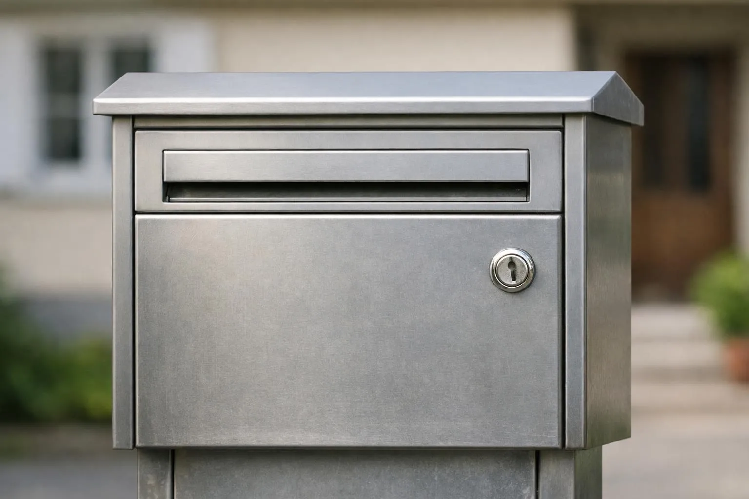 Boîte aux lettres suisse standard avec numéro de boîte et fente d'envoi postal.