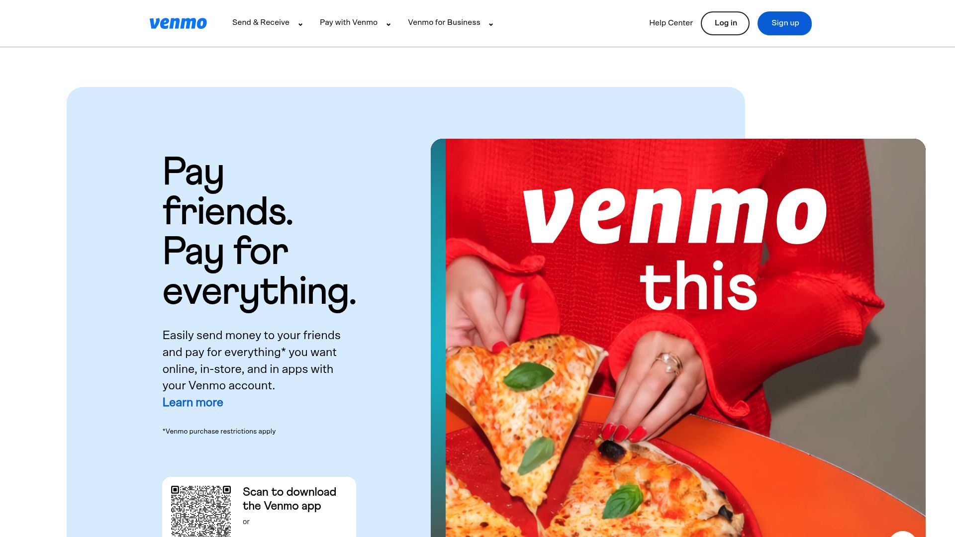 Screenshot of venmo.com