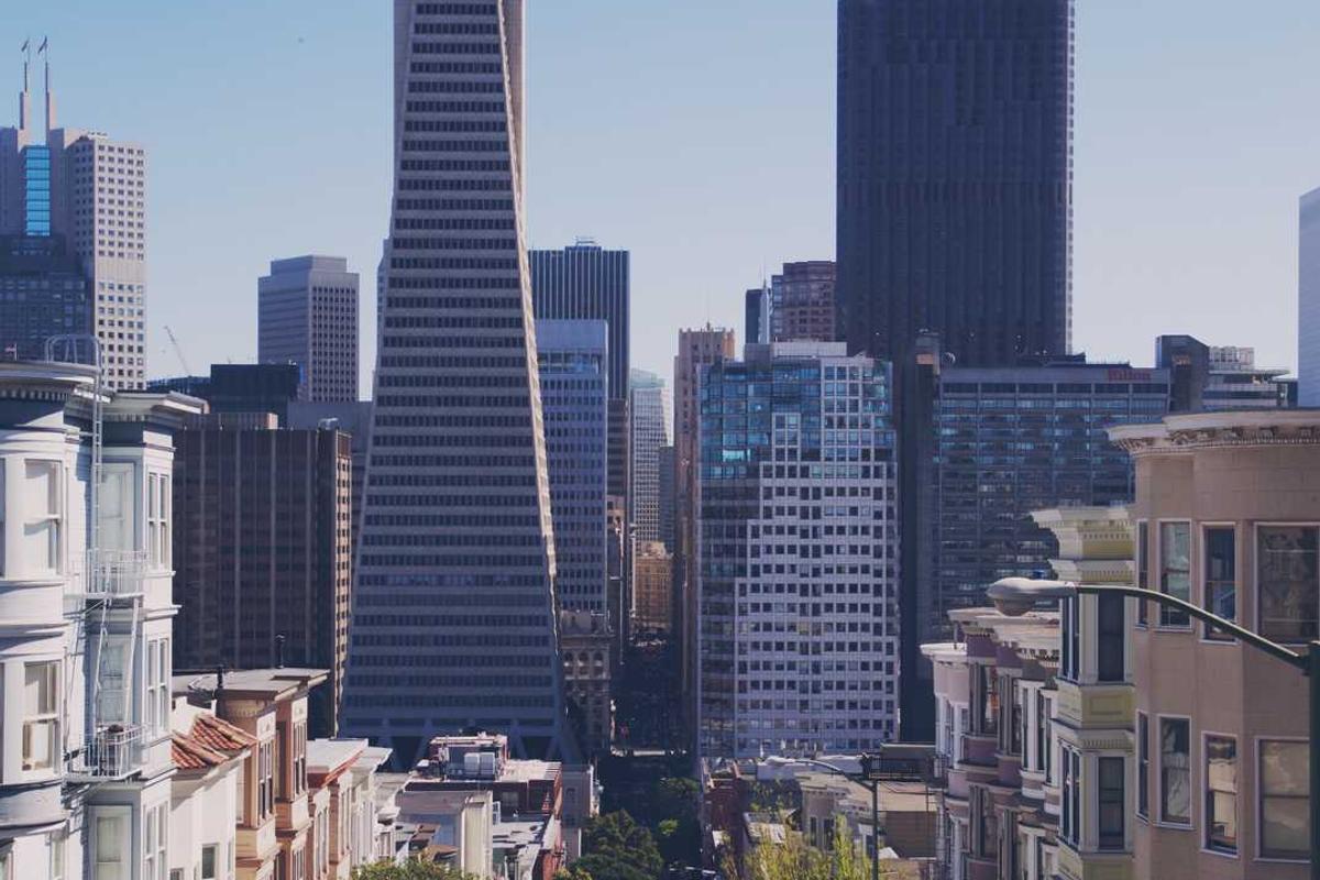 Towering skyscrapers, bustling cityscape, urban landscape, architectural marvel.