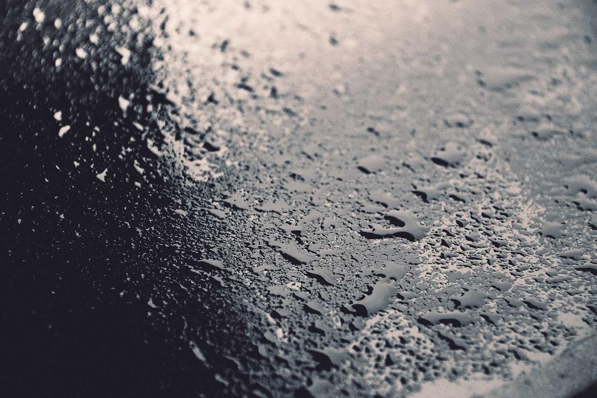 Wet, glistening surface with scattered water droplets.