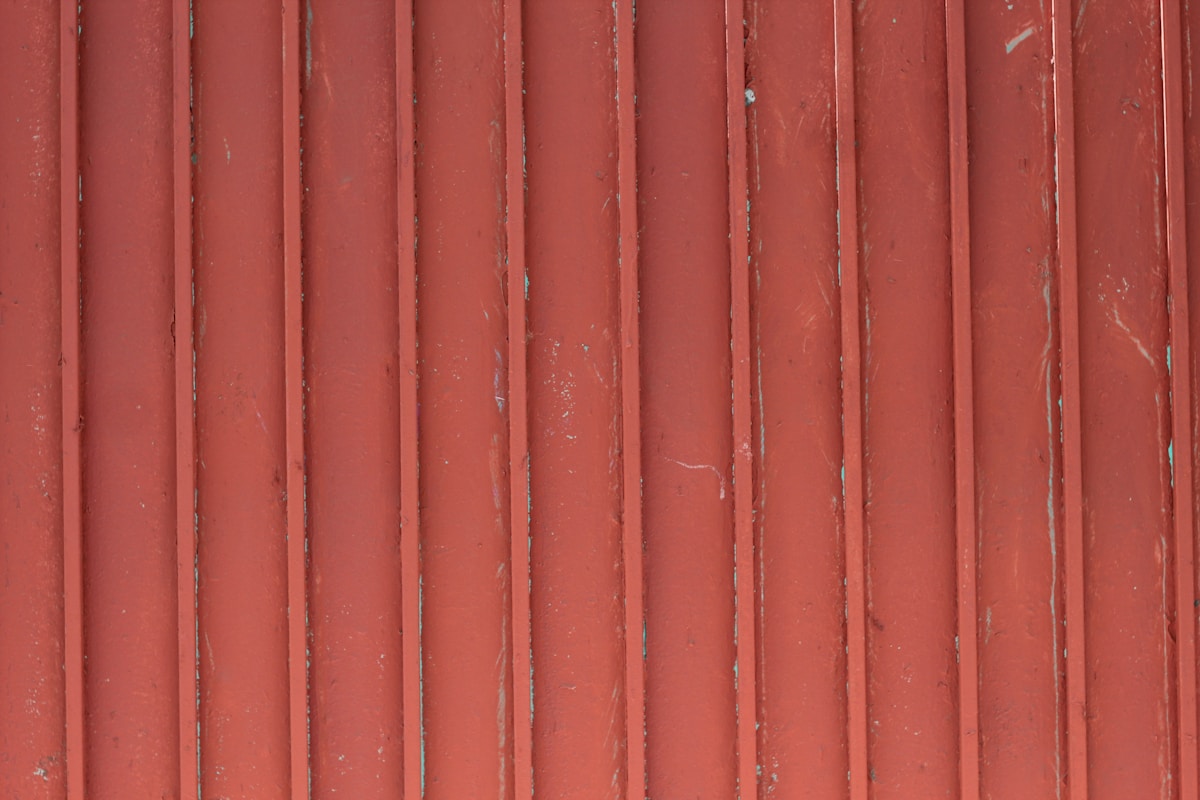 Red corrugated metal siding.