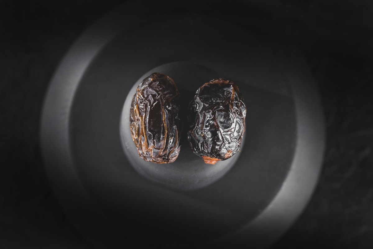 2 brown and black floral ceramic figurines