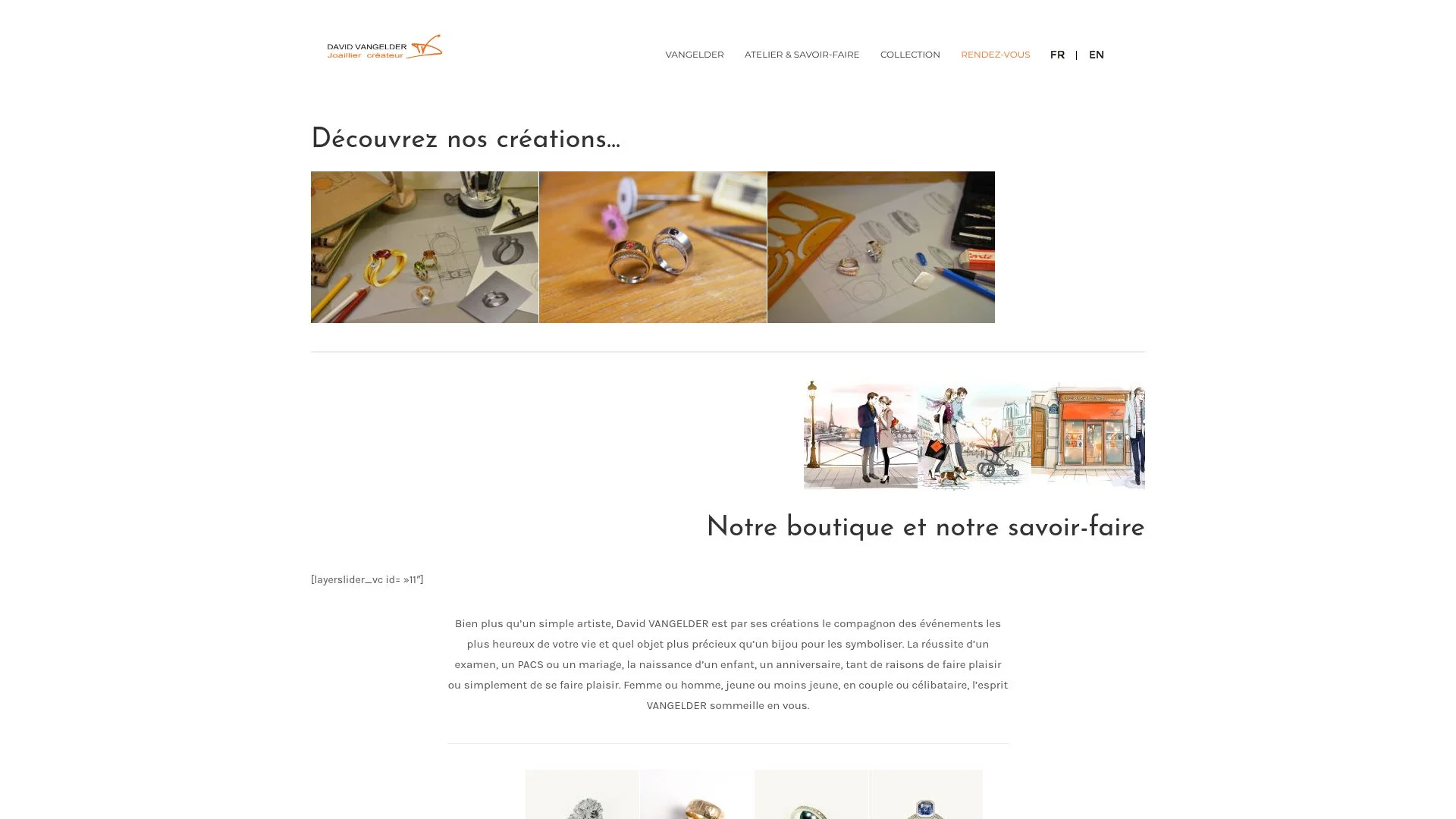 Croquis de conception de bijoux, bagues et devanture de boutique.